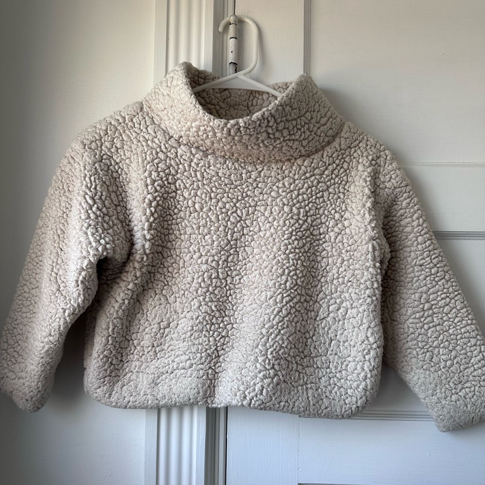 Girls Cropped Boxy Tea Collection Sherpa High Neck Fleece, size 8